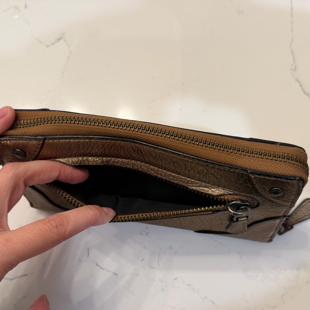 Coach Metallic Mickie (F52645) Bronze Toned Leather Wallet - Picture 11 of 12